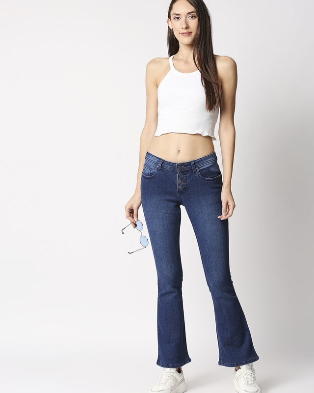 Shop Women's Blue Bootcut Jeans-Front