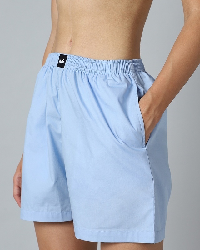 Shop Women's Blue Boxer Shorts-Front