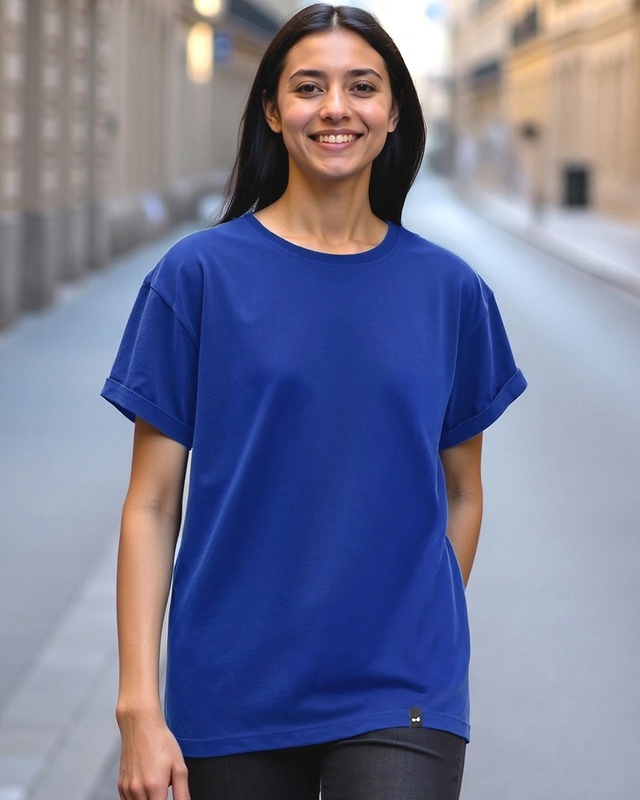 Shop Women's Blue Boyfriend T-shirt-Front