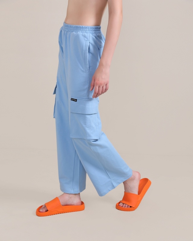 Shop Women's Blue Cargo Track Pants-Front