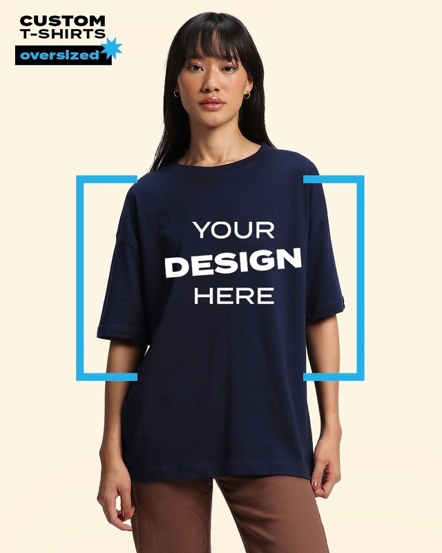 Shop Women's Blue Customizable Oversized T-shirt-Front