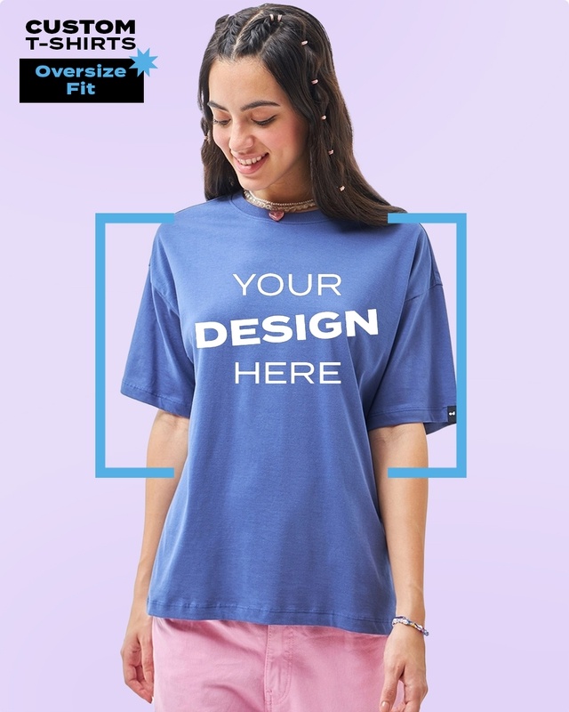 Shop Women's Blue Customizable Oversized T-shirt-Front