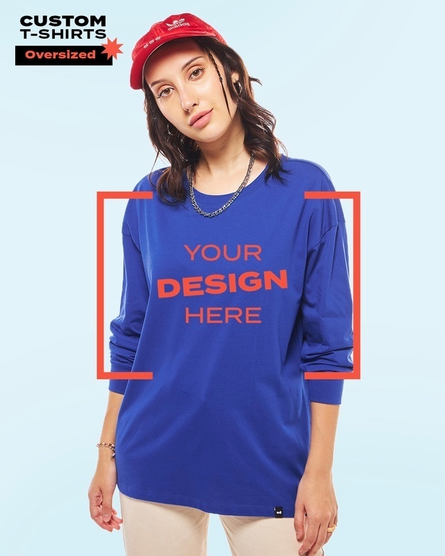 Shop Women's Blue Customizable Oversized T-shirt-Front