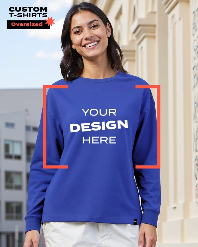 Shop Women's Blue Customizable Oversized T-shirt-Front