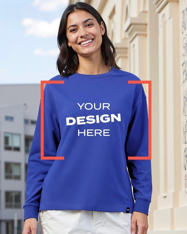 Shop Women's Blue Customizable Oversized T-shirt-Front