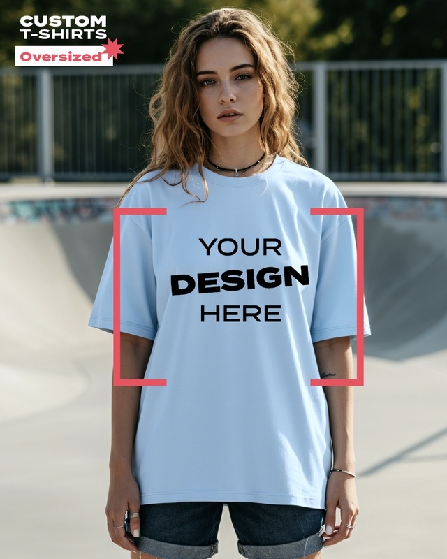 Shop Women's Blue Customizable Oversized T-shirt custom-Front