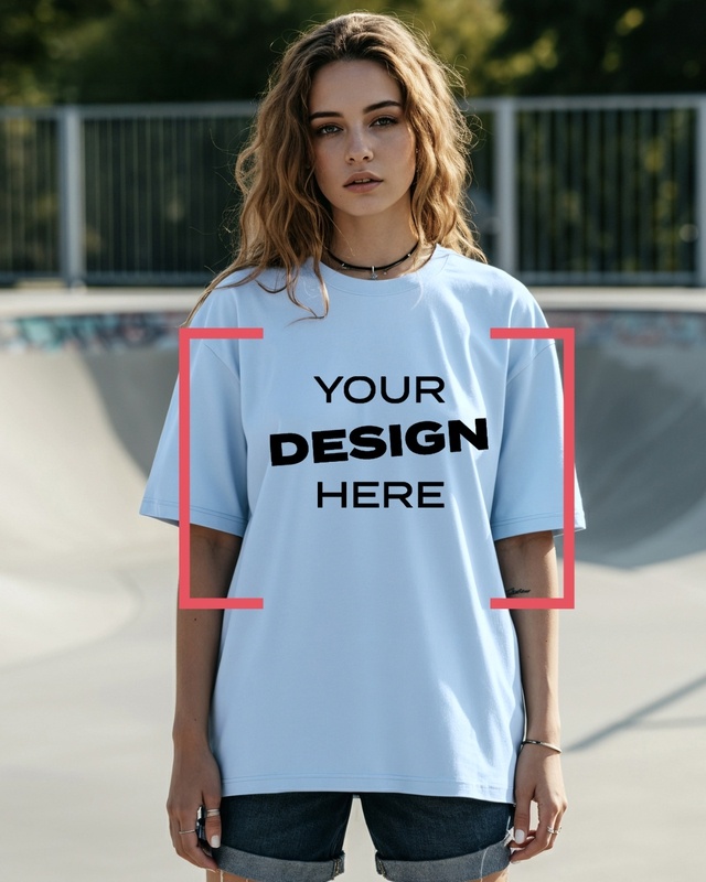 Shop Women's Blue Customizable Oversized T-shirt custom-Front