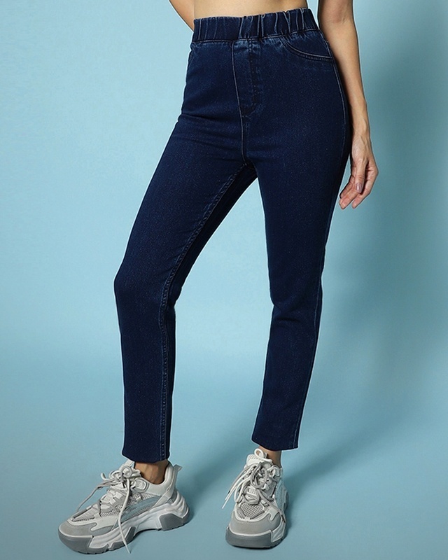 Shop Women's Blue Denim Jeggings-Front