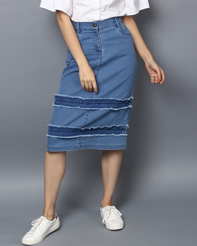 Shop Women's Blue Denim Skirts-Front