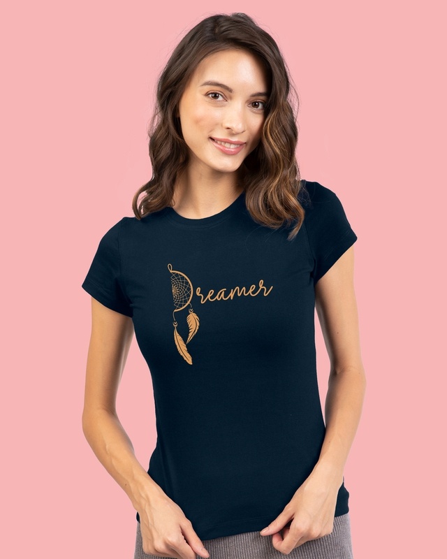 Shop Women's Blue Dreamer Slim Fit T-shirt-Front