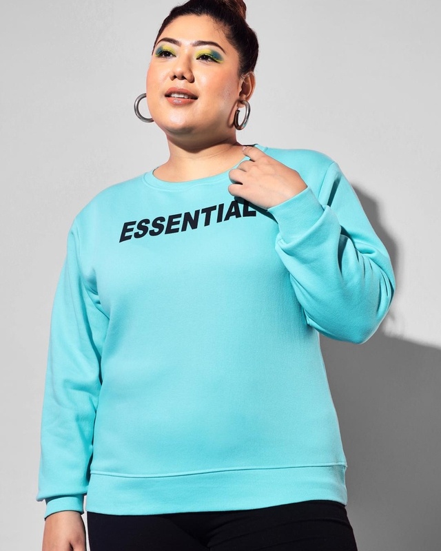 Shop Women's Blue Essential Typography Plus Size Sweatshirt-Front