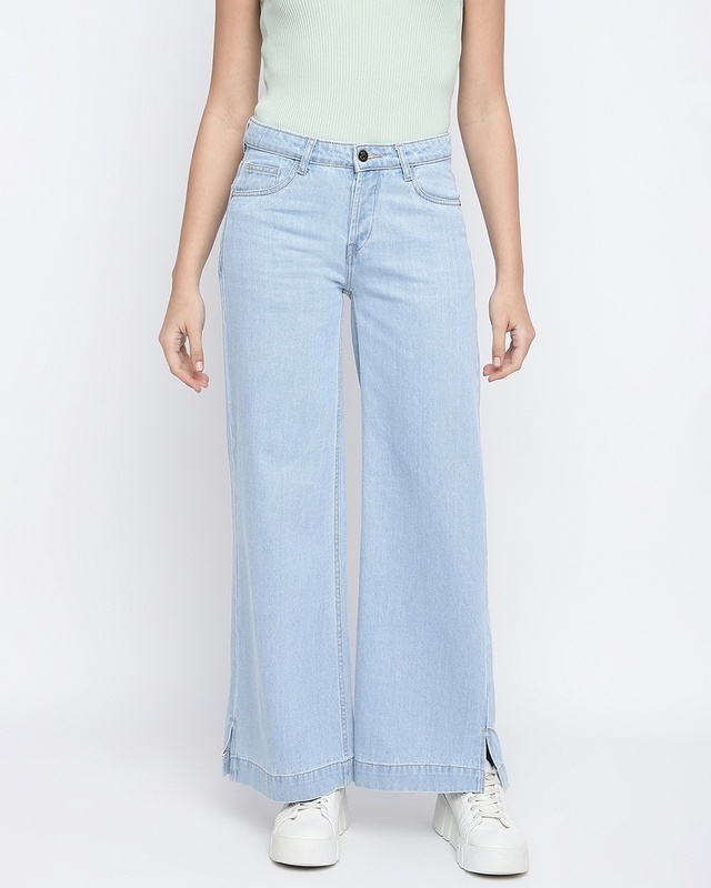 Shop Women's Blue Flared Jeans-Front