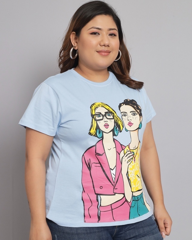 Shop Women's Blue Graphic Printed T-shirt-Front