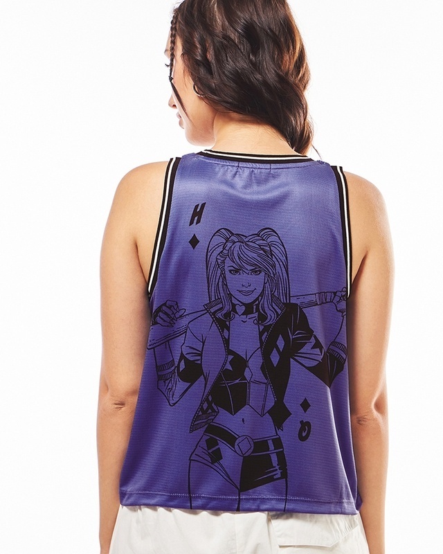 Shop Women's Blue Harley Quinn Graphic Printed Tank Top-Front