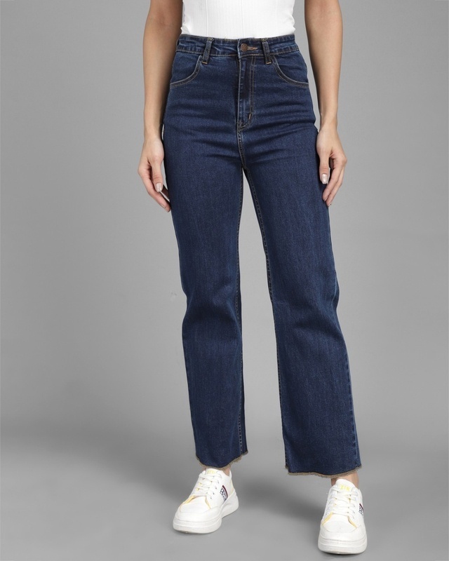 Shop Women's Blue High Rise Flared Jeans-Front