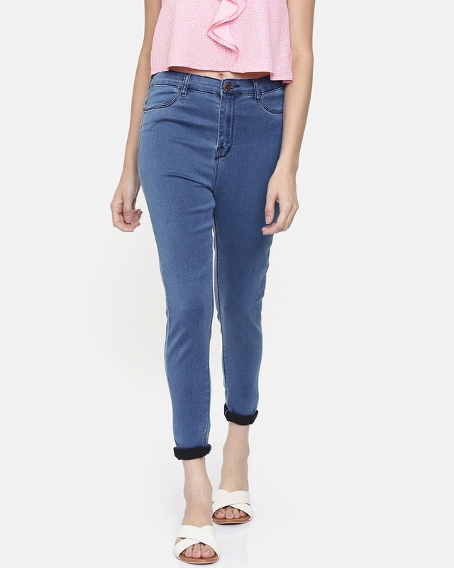 Shop Women's Blue High Rise Skinny Fit Jeans-Front