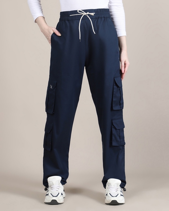 Women's Oxford Blue Loose Comfort Fit Cargo Pants