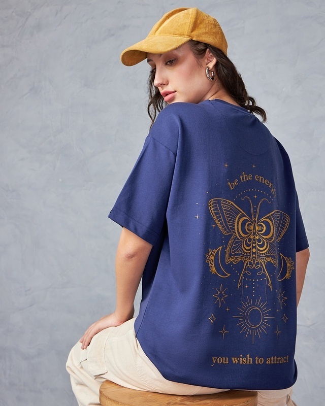 Shop Women's Blue Magic In You Graphic Printed Oversized T-shirt-Front