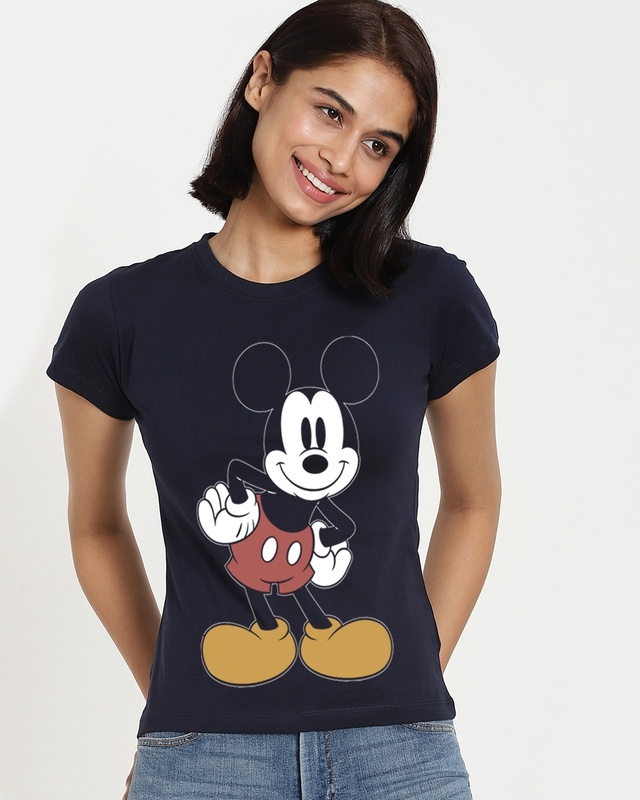 Shop Women's Blue Mickey Slim Fit T-shirt-Front