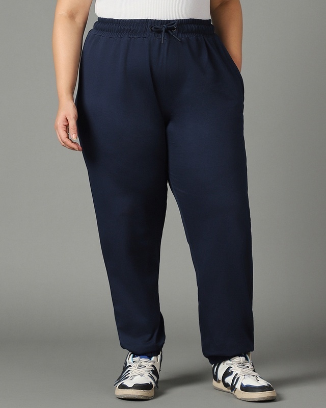 Shop Women's Blue Oversized Plus Size Joggers-Front