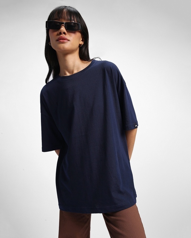 Shop Women's Blue Oversized T-shirt-Front