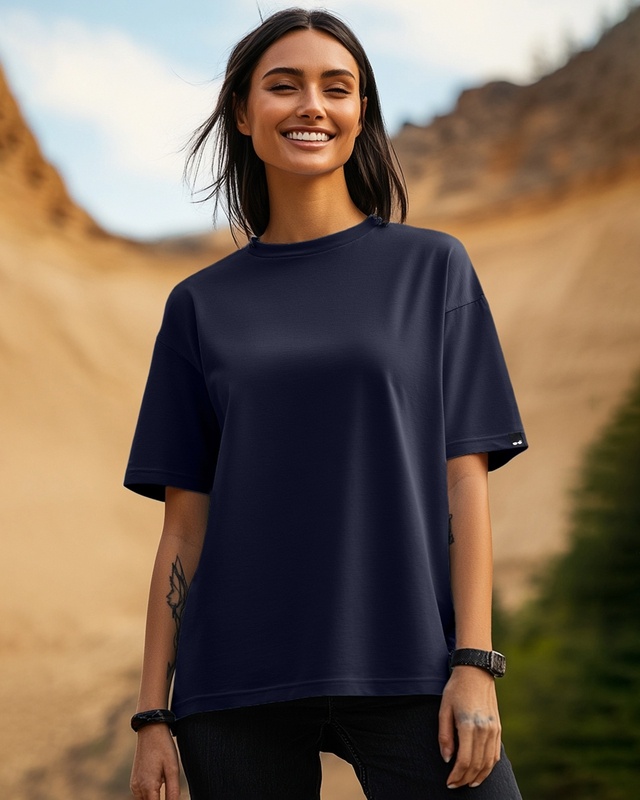 Shop Women's Blue Oversized T-shirt-Front