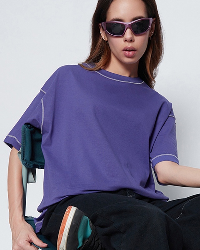 Shop Women's Blue Oversized T-shirt-Front