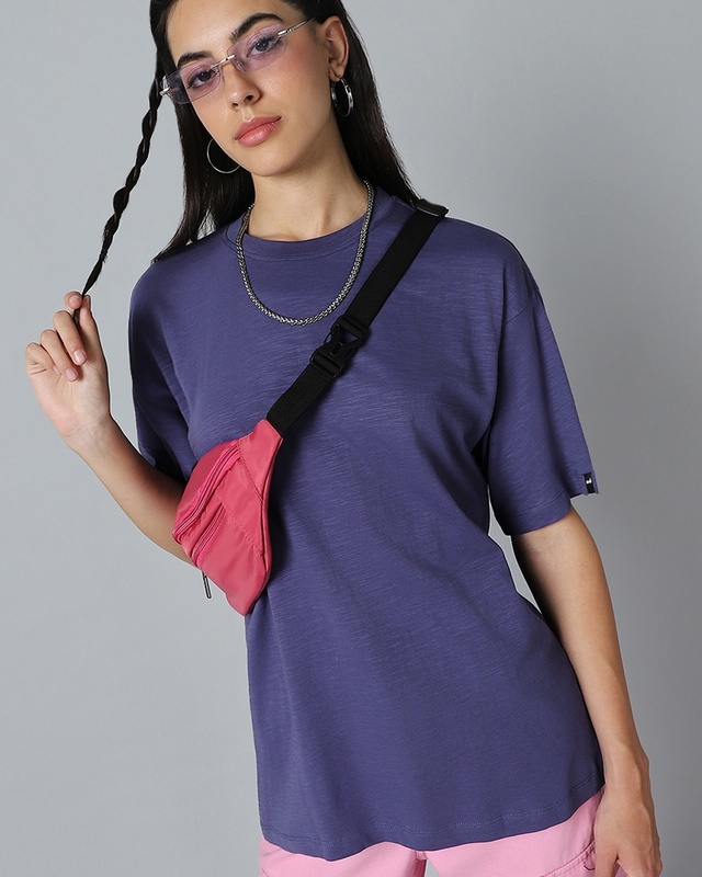 Shop Women's Skipper Blue Oversized T-shirt-Front