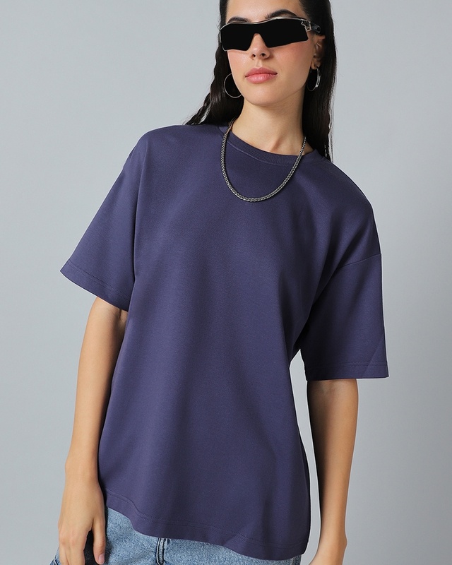 Shop Women's Skipper Blue Oversized T-shirt-Front