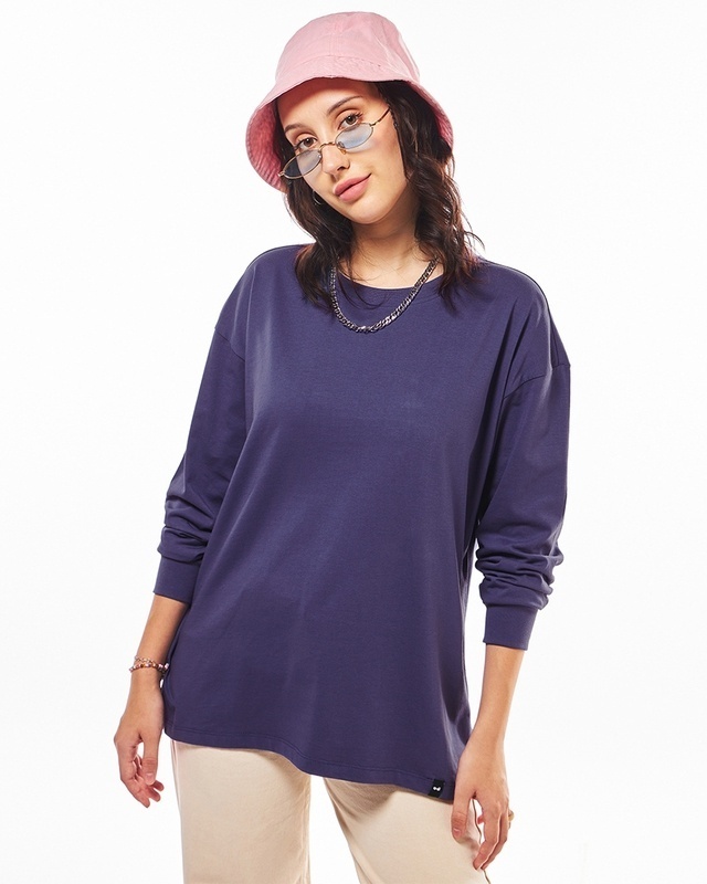 Shop Women's Skipper Blue Oversized T-shirt-Front