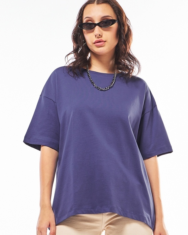 Shop Women's Blue Oversized T-shirt-Front