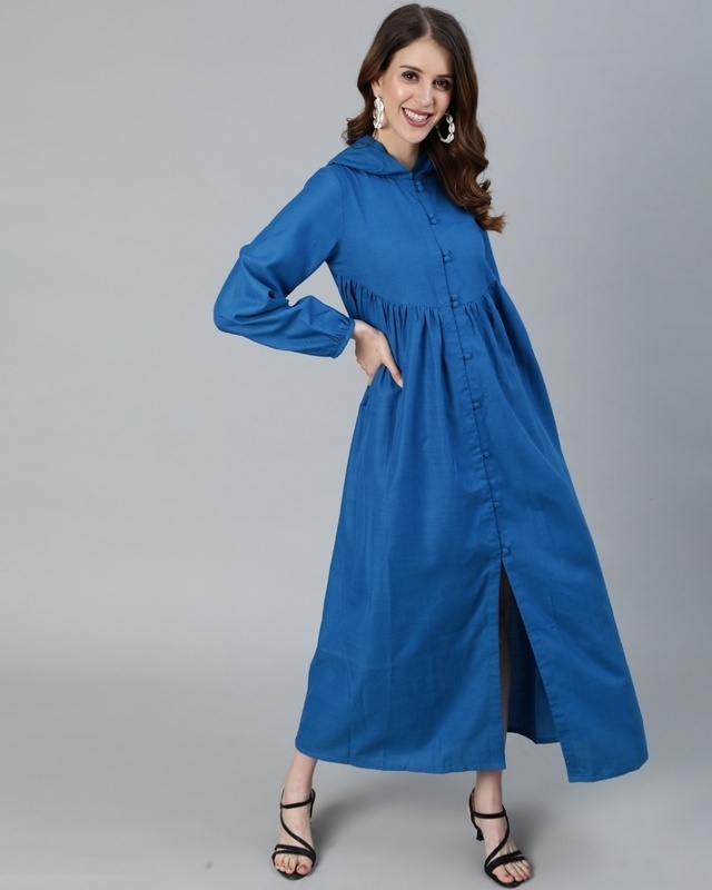 Shop Women's Blue Relaxed Fit Dress-Front