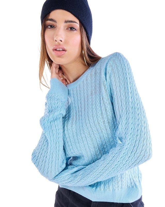 Shop Women's Blue Slim Fit Sweater-Front