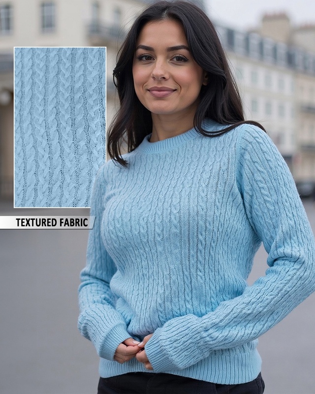 Shop Women's Blue Slim Fit Sweater-Front