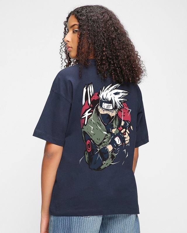 Shop Women's Blue Son of White Fang Graphic Printed Oversized T-shirt-Front