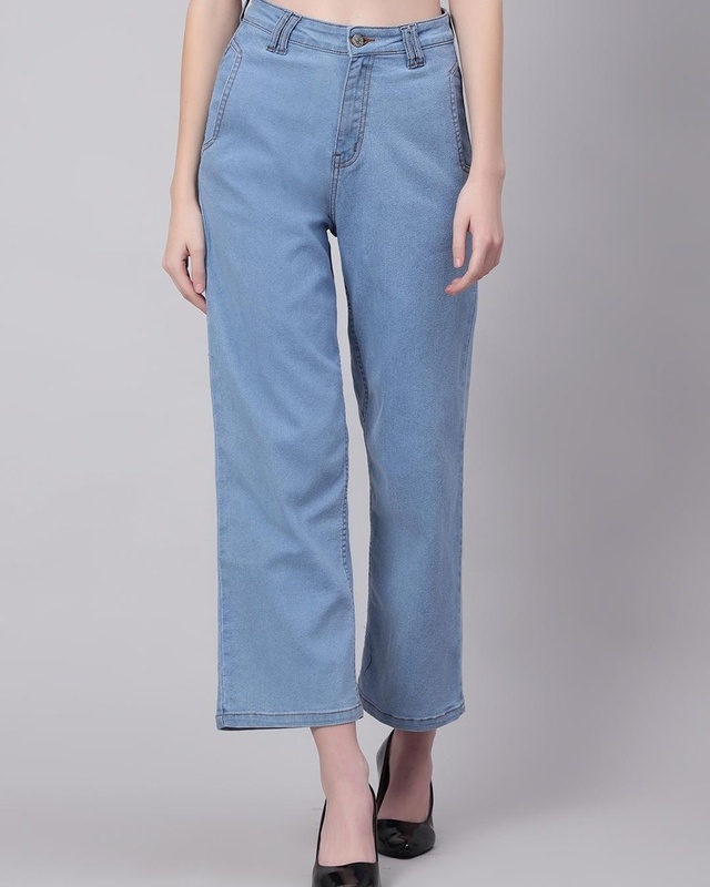 Shop Women's Blue Straight Fit Jeans-Front