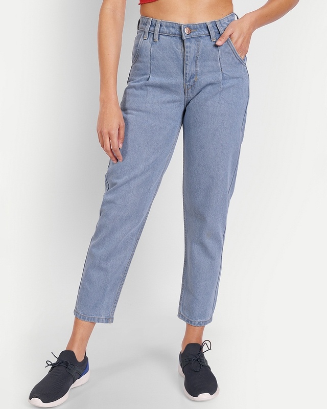 Shop Women's Blue Straight Fit Jeans-Front