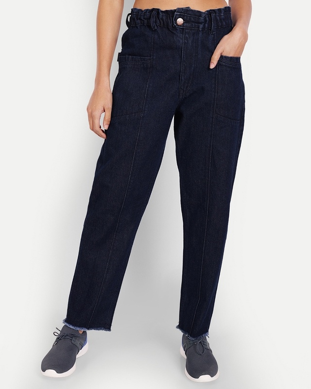 Shop Women's Blue Straight Fit Jeans-Front