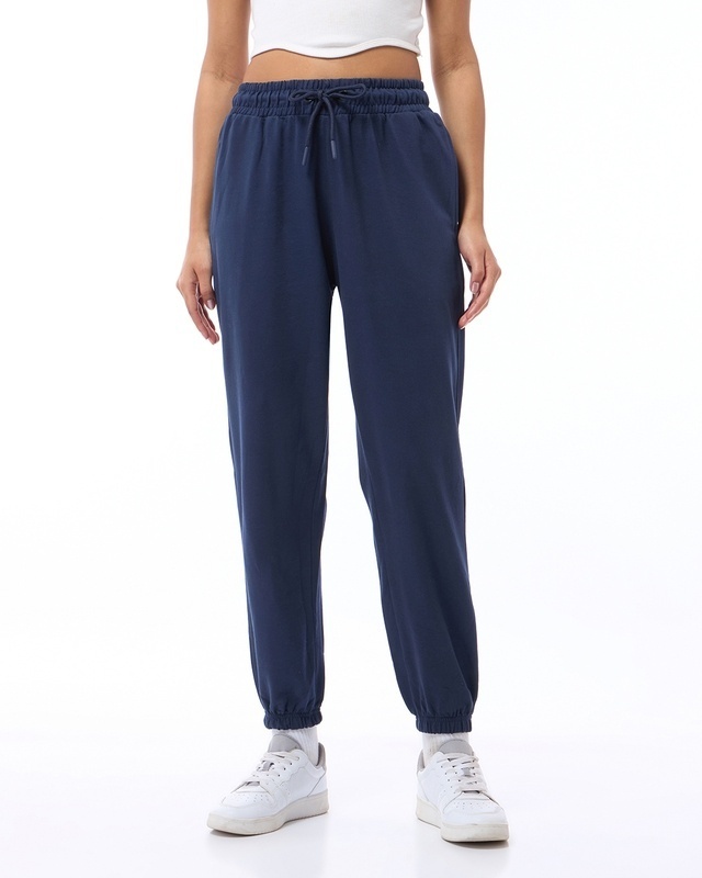 Shop Women's Blue Super Loose Fit Joggers-Front