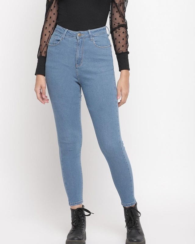 Shop Women's Blue Super Skinny Fit Jeans-Front