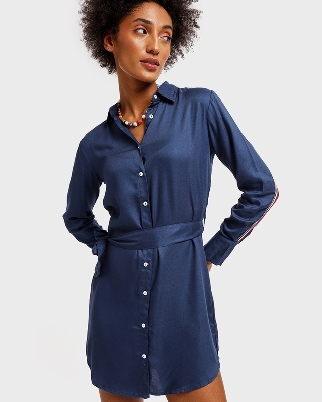 Shop Women's Blue Tape Tunic Dress-Front