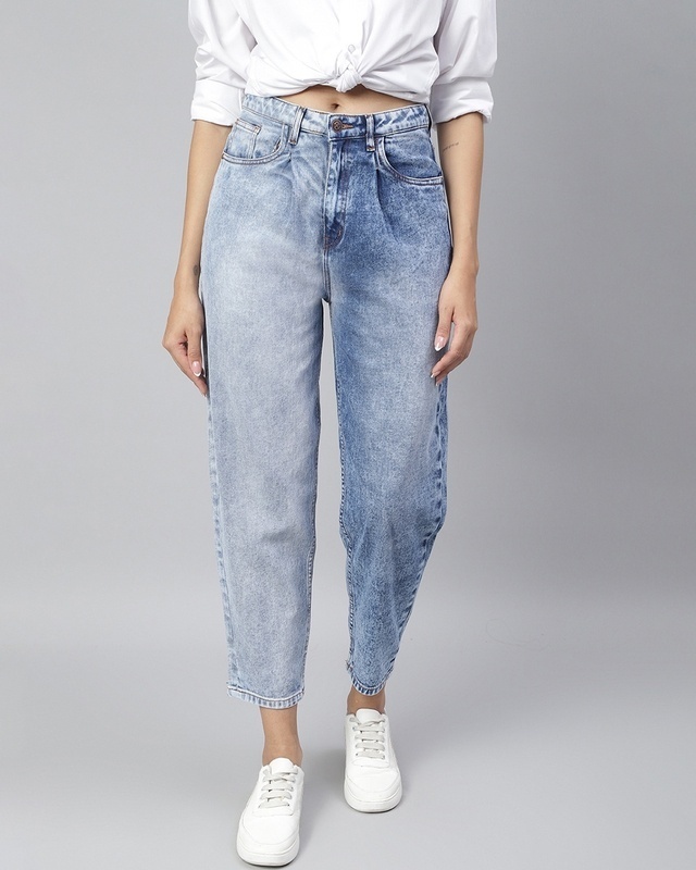 Shop Women's Blue Washed Jeans-Front