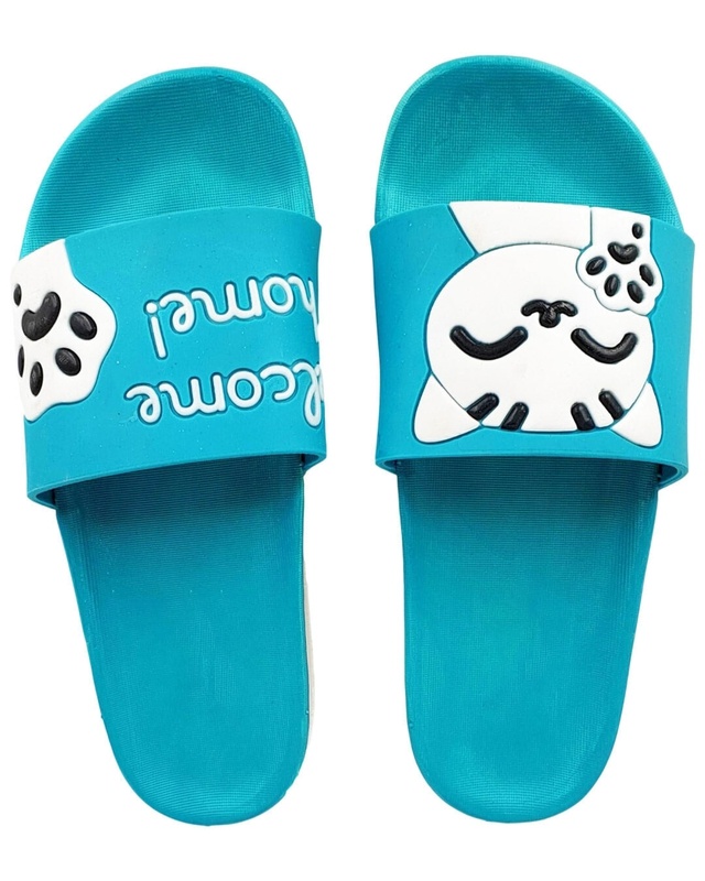 Shop Women's Blue Welcome Slippers & Flip Flops-Front