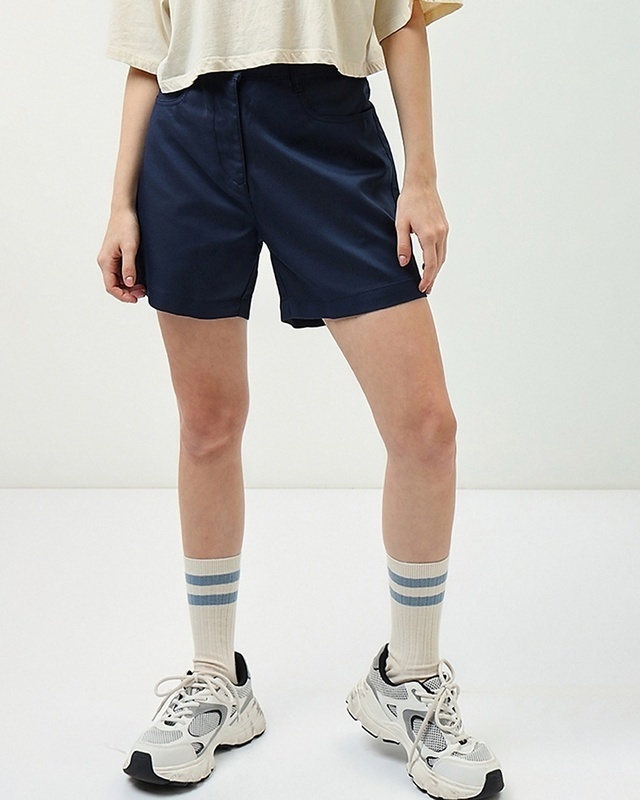 Shop Women's Blue Wide Shorts-Front