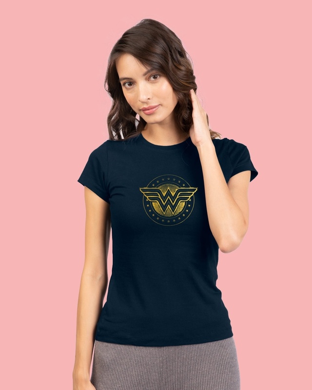 Shop Women's Blue Wonder Woman Slim Fit T-shirt-Front