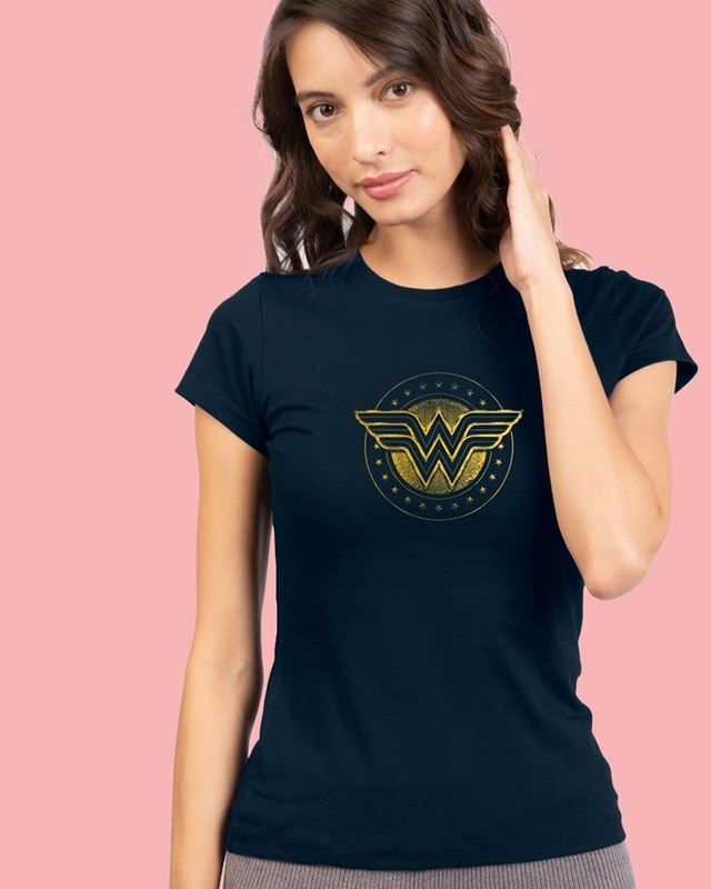 Shop Women's Blue Wonder Woman Slim Fit T-shirt-Front