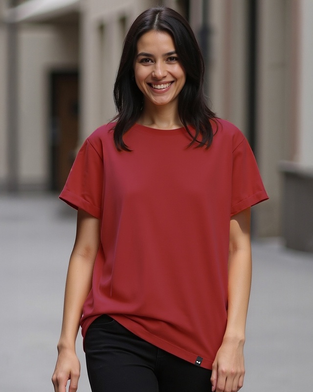 Shop Women's Brick Red Boyfriend T-shirt-Front