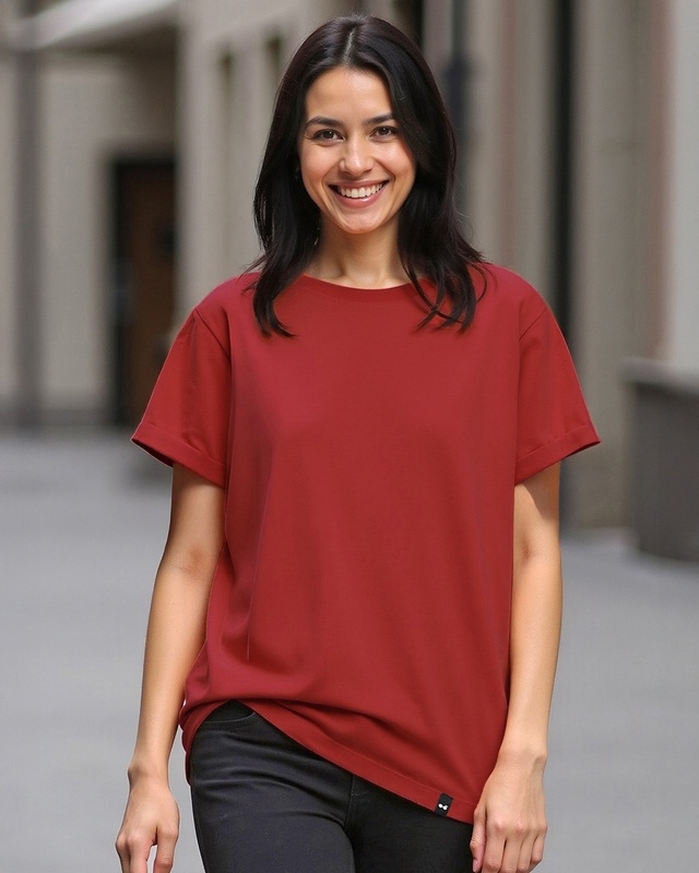Shop Women's Brick Red Boyfriend T-shirt-Front