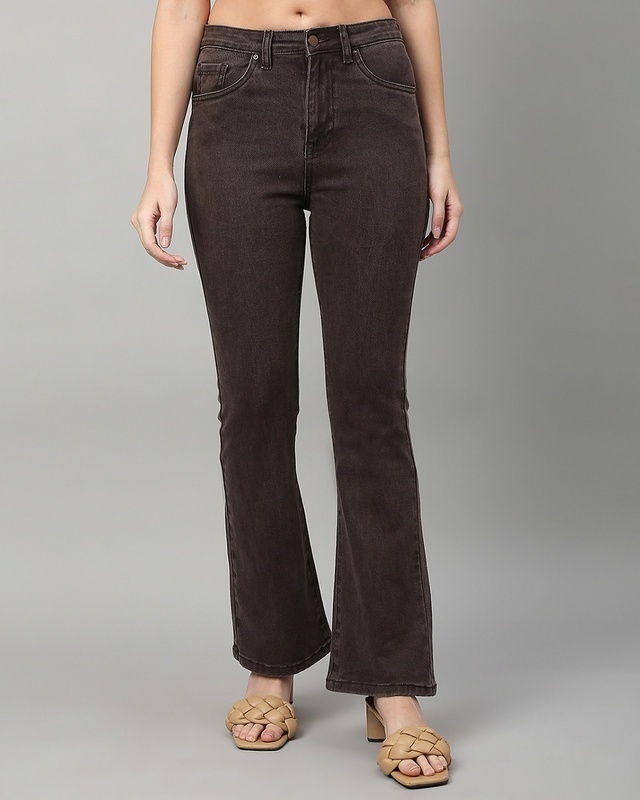 Shop Women's Brown Bootcut Jeans-Front