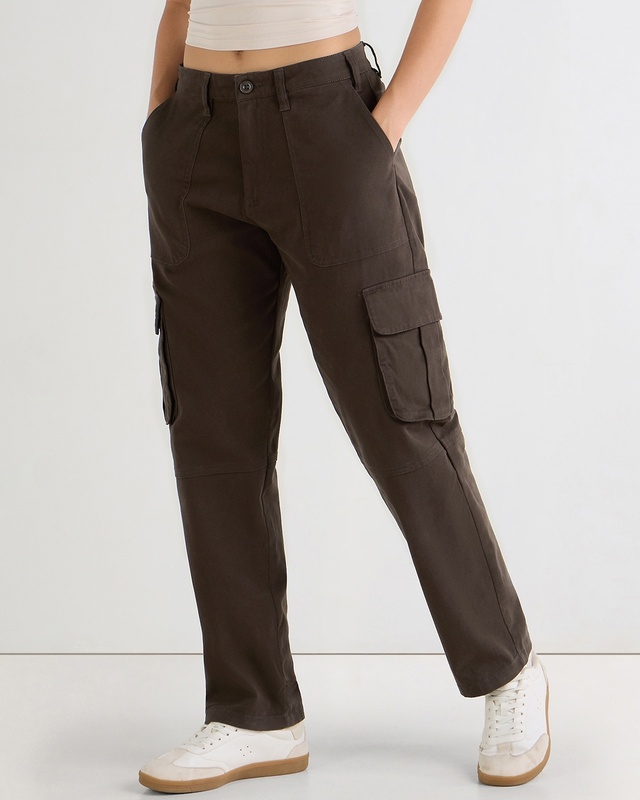 Shop Women's Brown Cargo Pants-Front